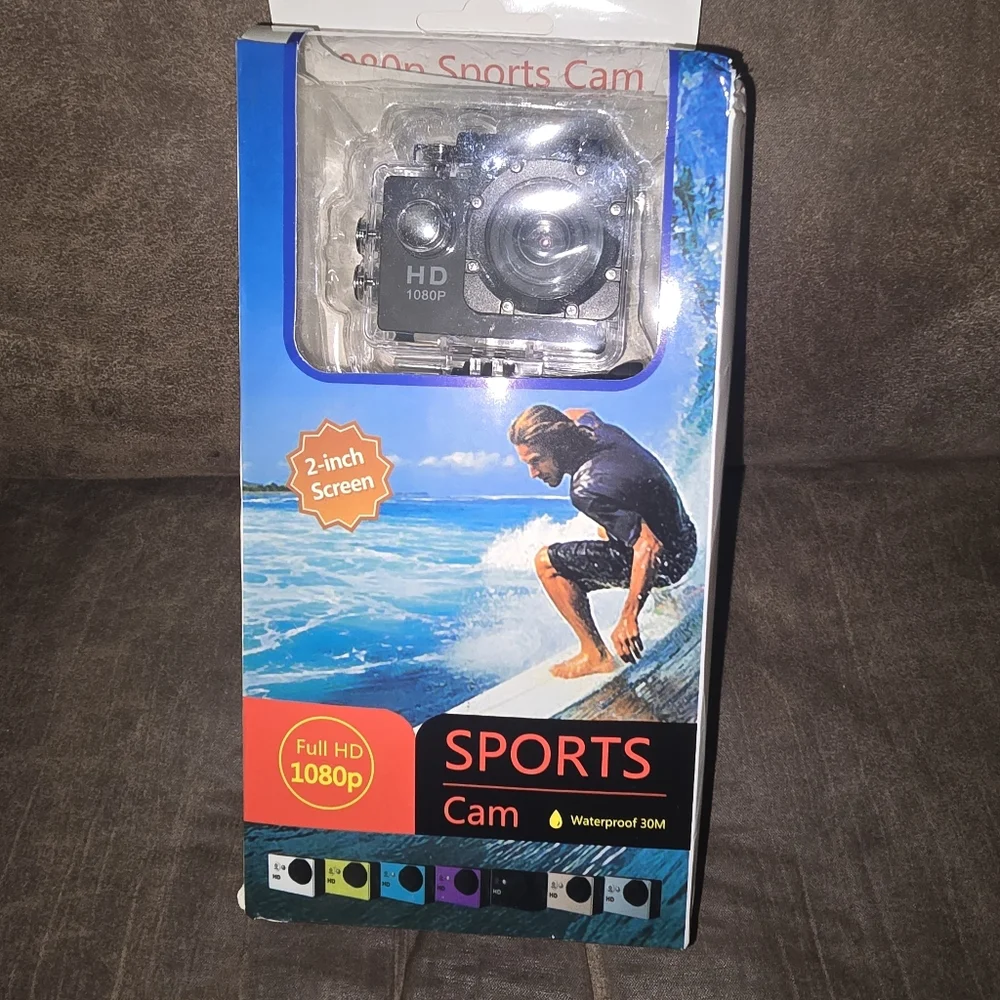 Sports Cam 1080P Waterproof Action Camera - Black